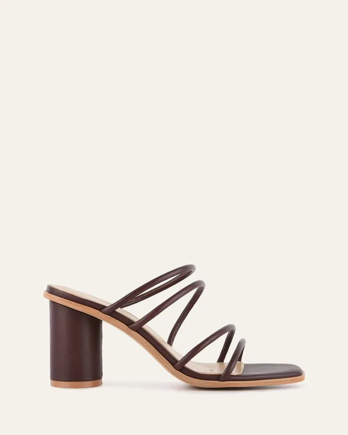 MID SANDALS Women jomercer Naomi mid heel sandals chocolate leather