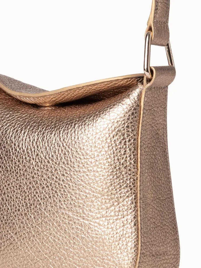 Mini Anna Hobo Bag In Leather Antique Gold Women Akris Shoulder Bags