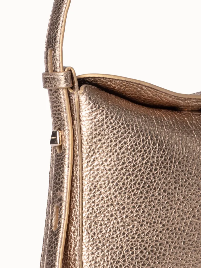 Mini Anna Hobo Bag In Leather Antique Gold Women Akris Shoulder Bags