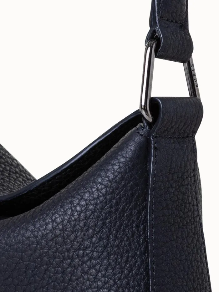 Mini Anna Hobo Bag In Leather Black Women Akris Shoulder Bags