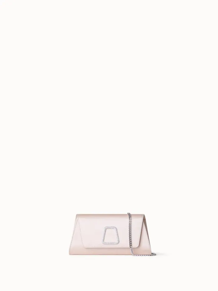 Mini Anouk Clutch In Satin With Crystal Trapezoid Alabaster Women Akris Shoulder Bags