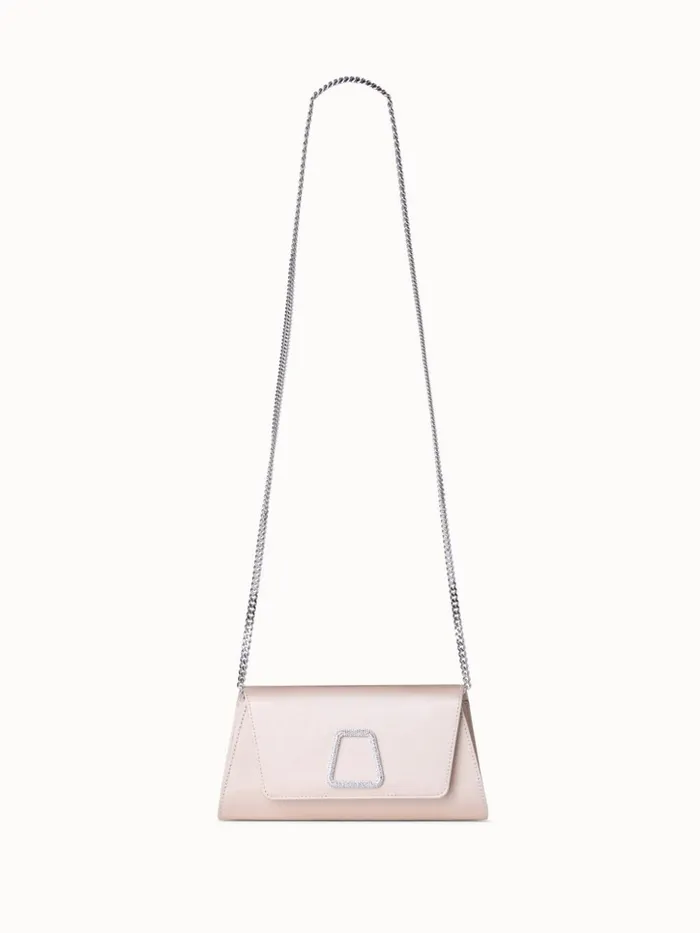 Mini Anouk Clutch In Satin With Crystal Trapezoid Alabaster Women Akris Shoulder Bags