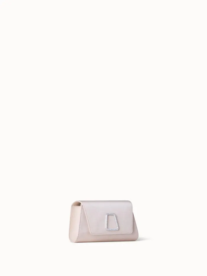Mini Anouk Clutch In Satin With Crystal Trapezoid Alabaster Women Akris Shoulder Bags