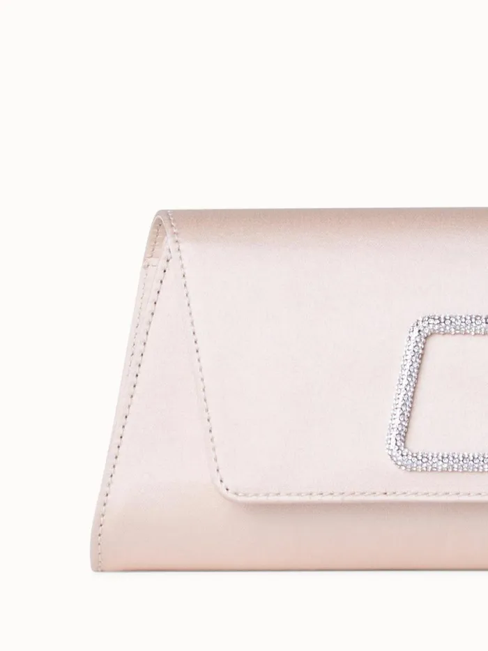Mini Anouk Clutch In Satin With Crystal Trapezoid Alabaster Women Akris Shoulder Bags