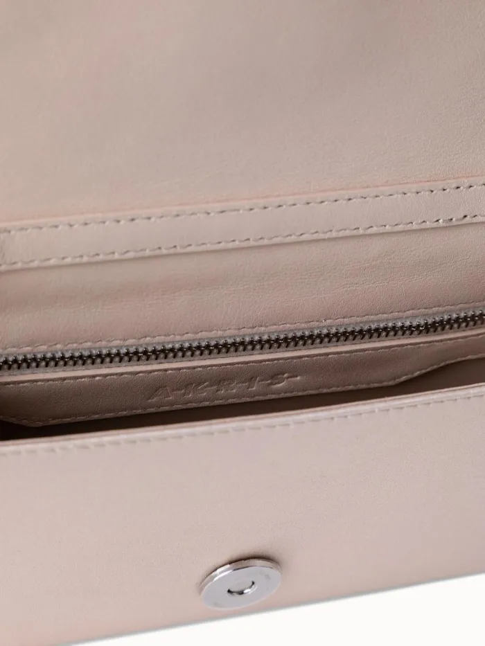 Mini Anouk Clutch In Satin With Crystal Trapezoid Alabaster Women Akris Shoulder Bags