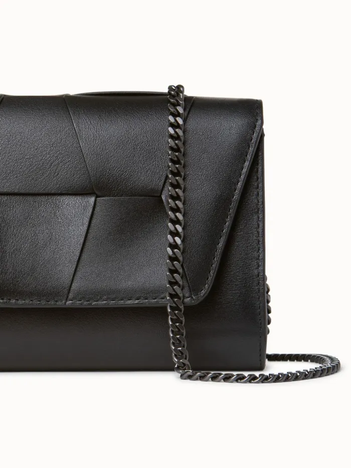 Mini Clutch In Braided Trapezoids Black Women Akris Crossbody Bags