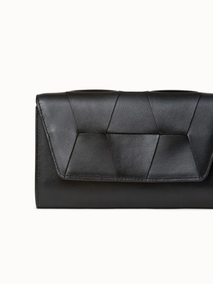 Mini Clutch In Braided Trapezoids Black Women Akris Crossbody Bags