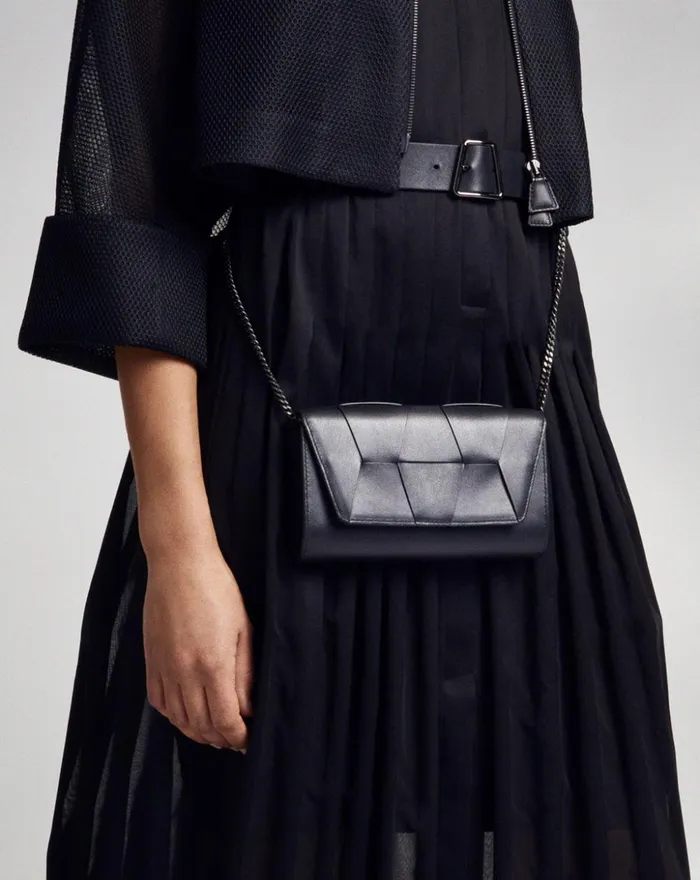 Mini Clutch In Braided Trapezoids Black Women Akris Crossbody Bags