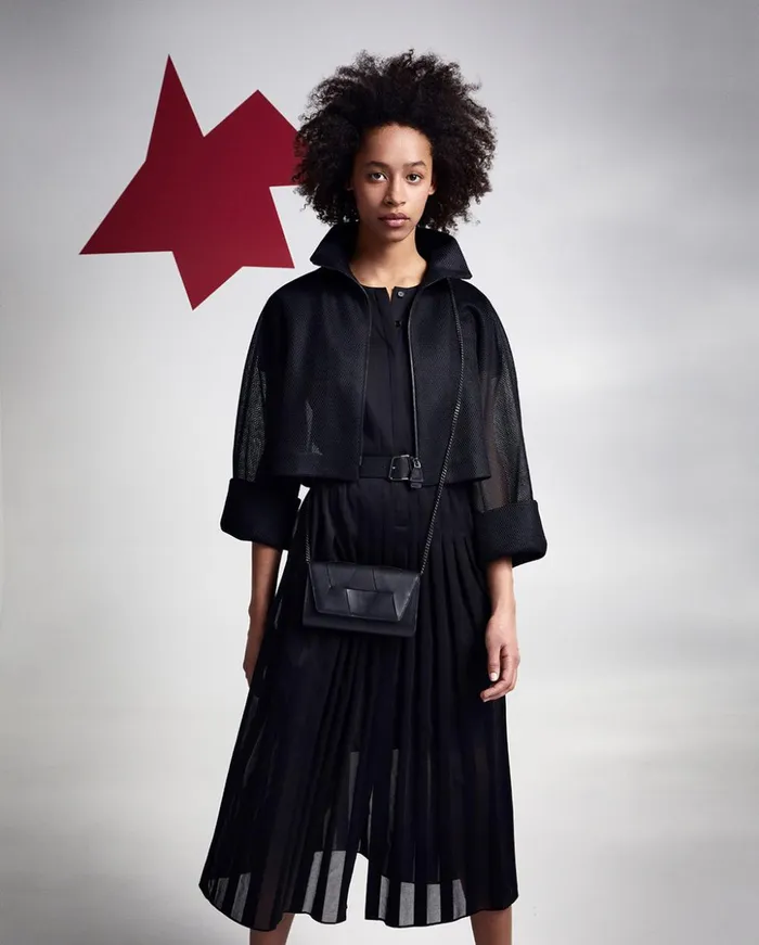 Mini Clutch In Braided Trapezoids Black Women Akris Crossbody Bags