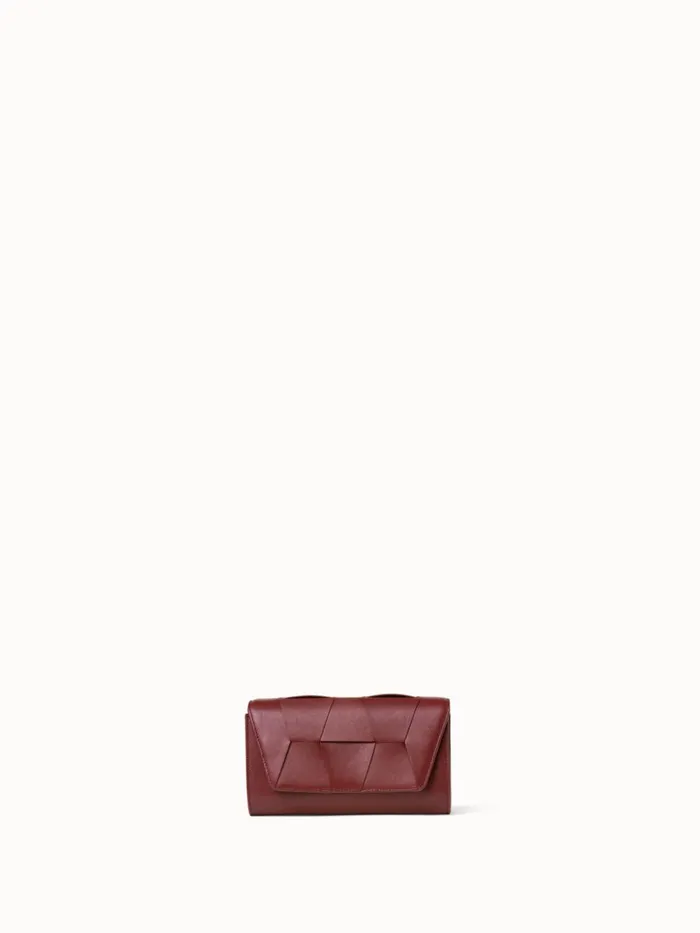 Mini Clutch In Braided Trapezoids Crimson Women Akris Clutches