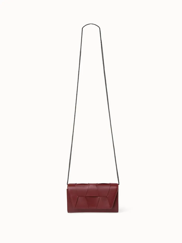 Mini Clutch In Braided Trapezoids Crimson Women Akris Clutches