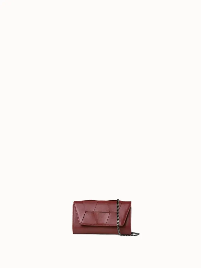 Mini Clutch In Braided Trapezoids Crimson Women Akris Clutches