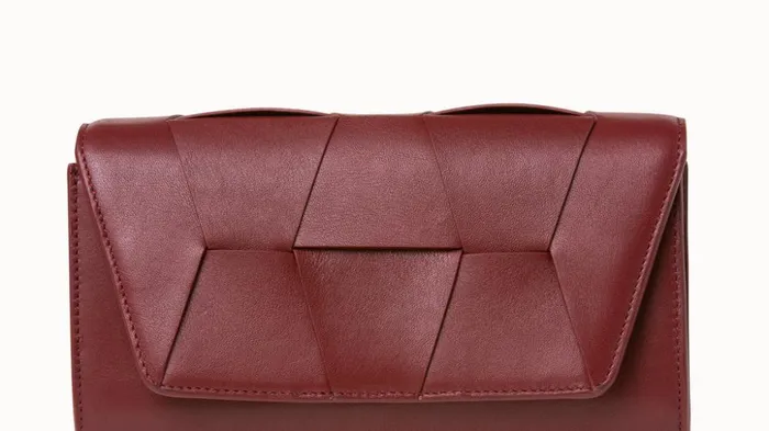 Mini Clutch In Braided Trapezoids Crimson Women Akris Clutches
