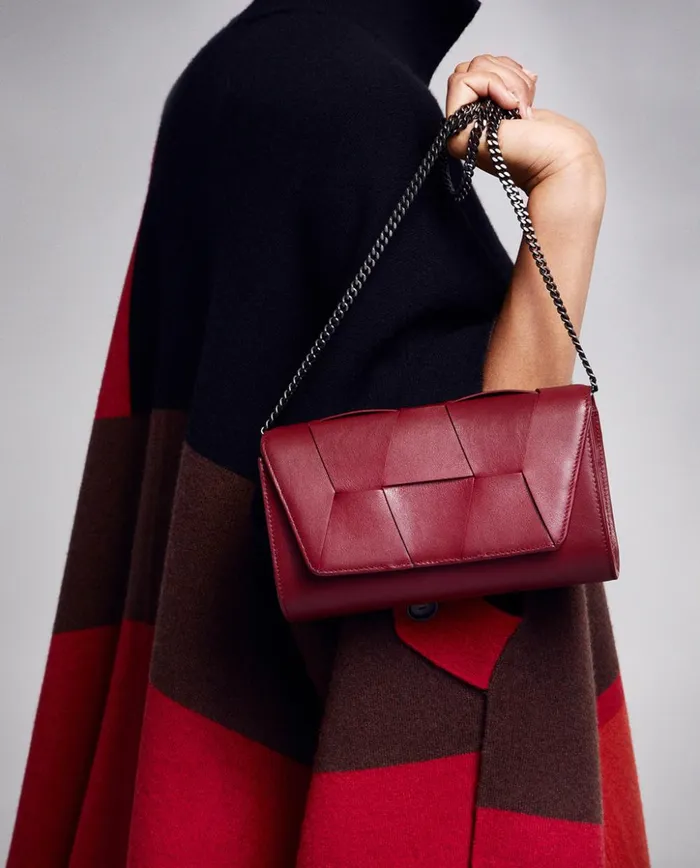 Mini Clutch In Braided Trapezoids Crimson Women Akris Clutches