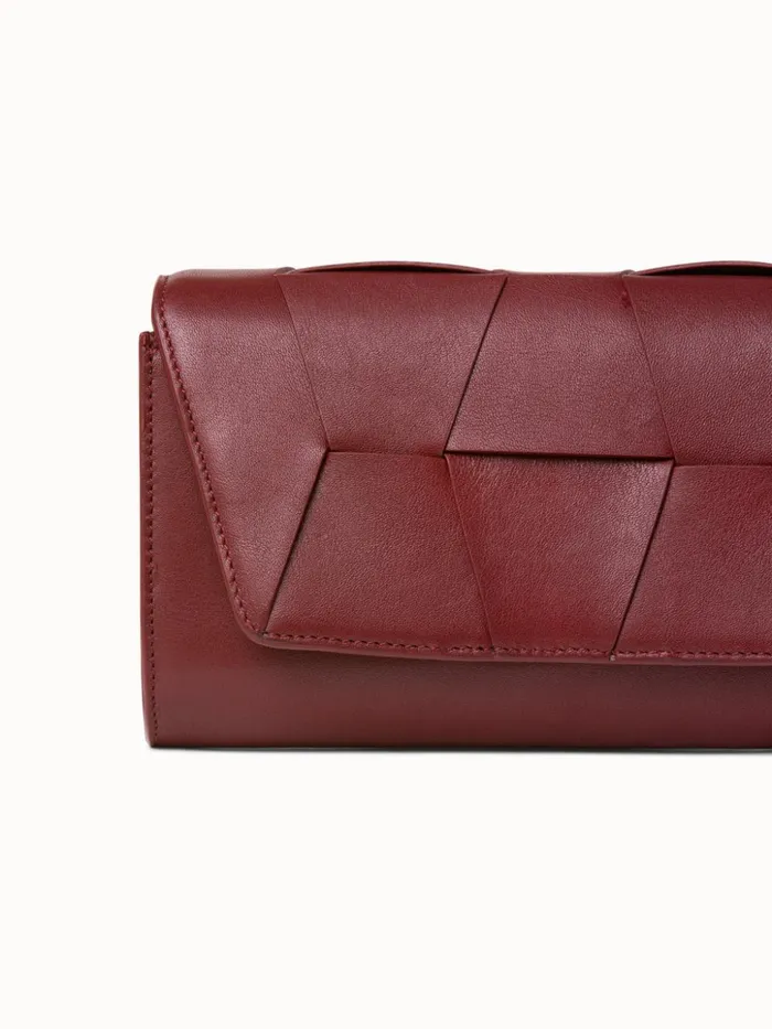 Mini Clutch In Braided Trapezoids Crimson Women Akris Clutches