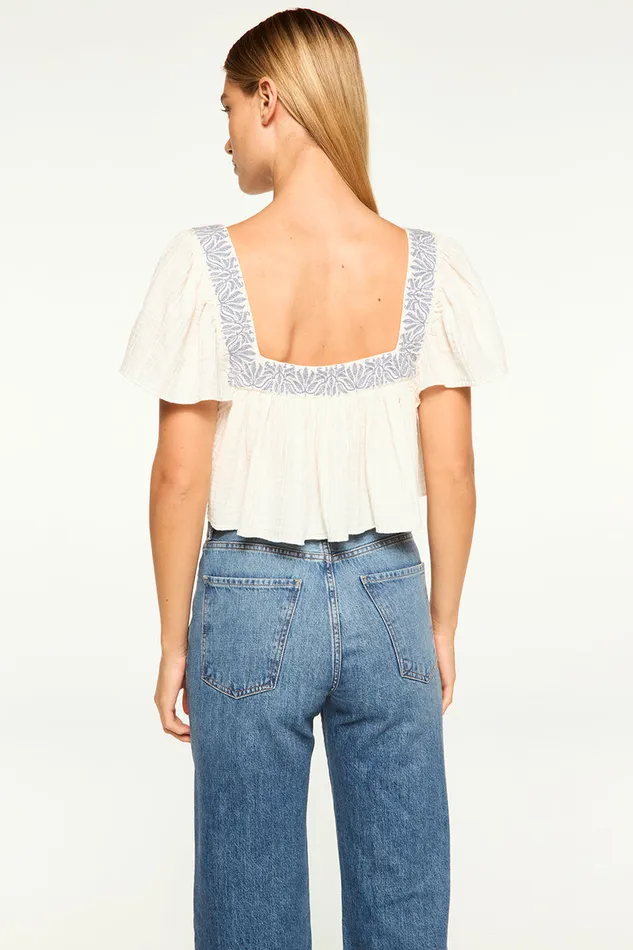 Misa Los Angeles Anju Top Ivory Embroidery Women Matching Sets