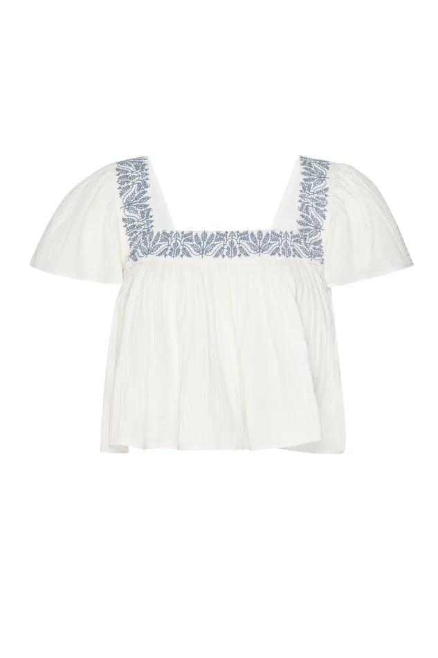 Misa Los Angeles Anju Top Ivory Embroidery Women Matching Sets