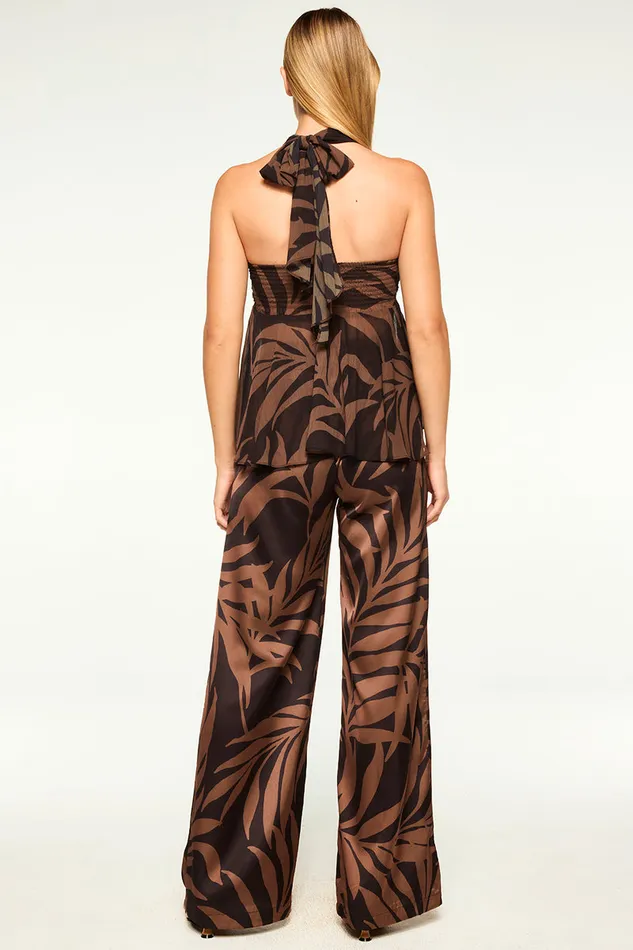 Misa Los Angeles Aylin Top Chocolate Palm Frond Women Tops