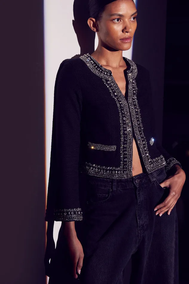 Misa Los Angeles Curtis Jacket Black Tweed Women Jackets
