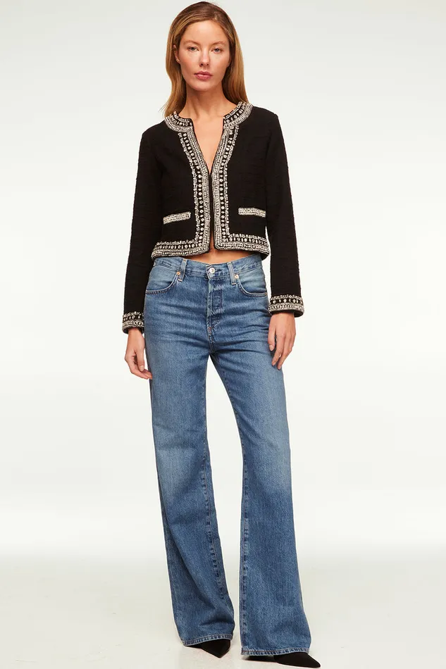 Misa Los Angeles Curtis Jacket Black Tweed Women Jackets