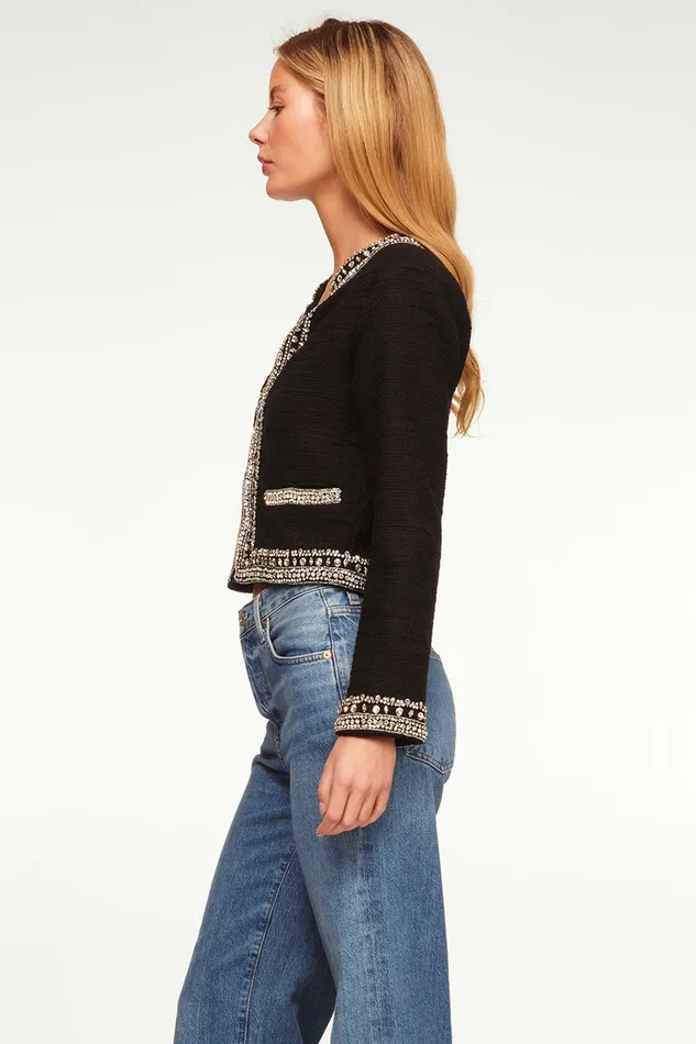 Misa Los Angeles Curtis Jacket Black Tweed Women Jackets