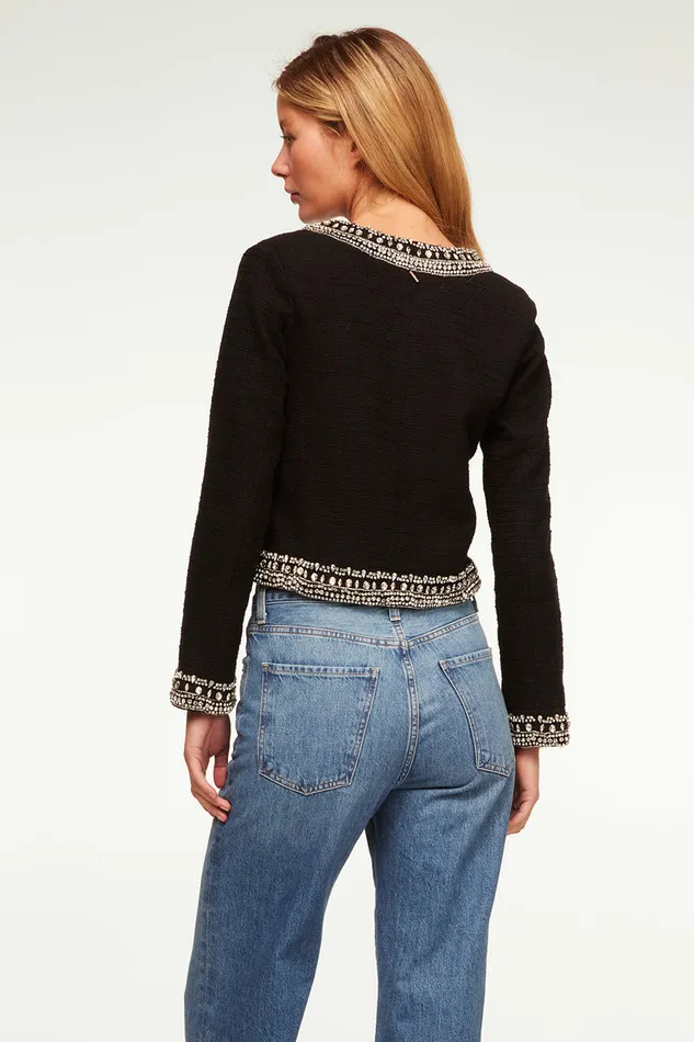 Misa Los Angeles Curtis Jacket Black Tweed Women Jackets