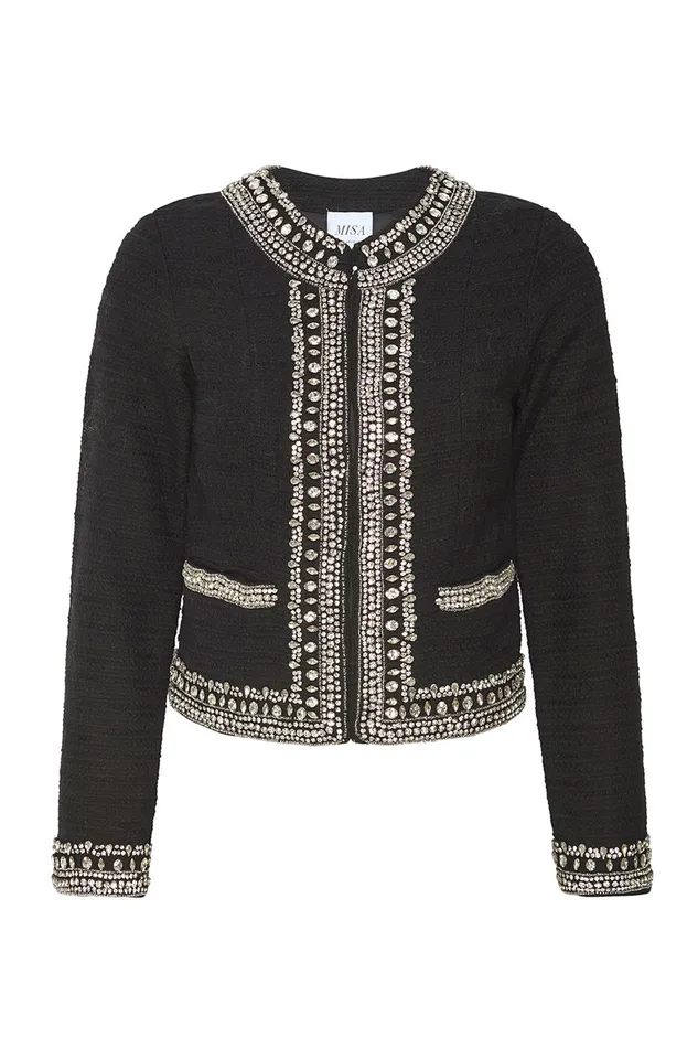 Misa Los Angeles Curtis Jacket Black Tweed Women Jackets