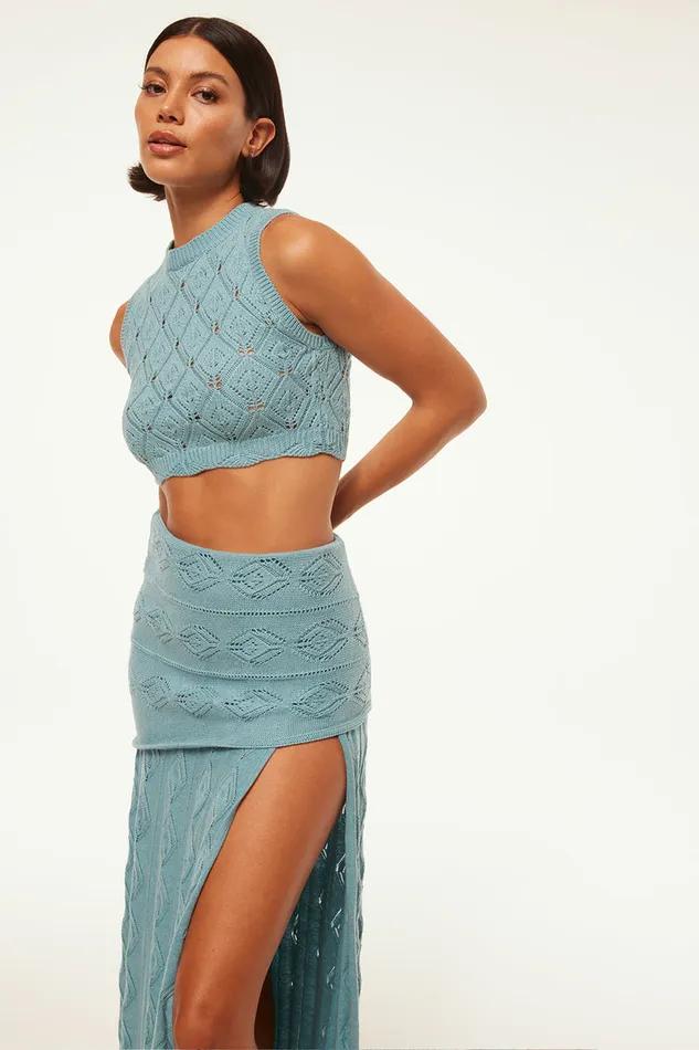 Misa Los Angeles Dahlia Top Blue Women Matching Sets