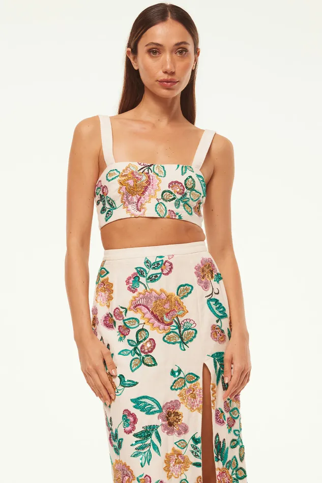 Misa Los Angeles Driss Top Malika Paisley Floral Embroidery Women Tops