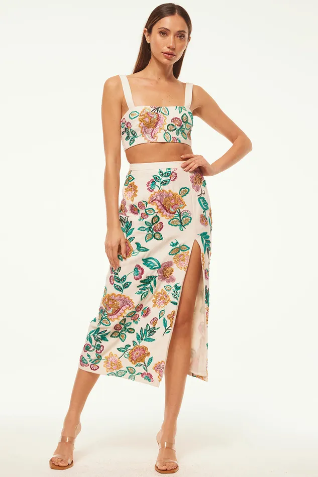 Misa Los Angeles Driss Top Malika Paisley Floral Embroidery Women Tops