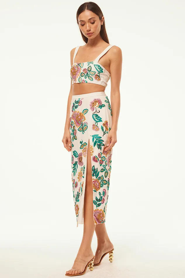 Misa Los Angeles Driss Top Malika Paisley Floral Embroidery Women Tops