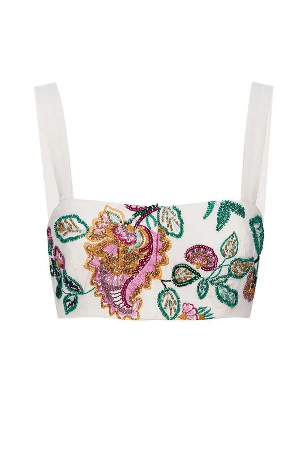 Misa Los Angeles Driss Top Malika Paisley Floral Embroidery Women Tops