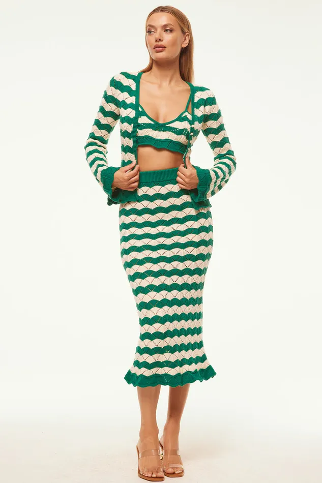 Misa Los Angeles Eida Bralette Emerald Stripe Women Knits