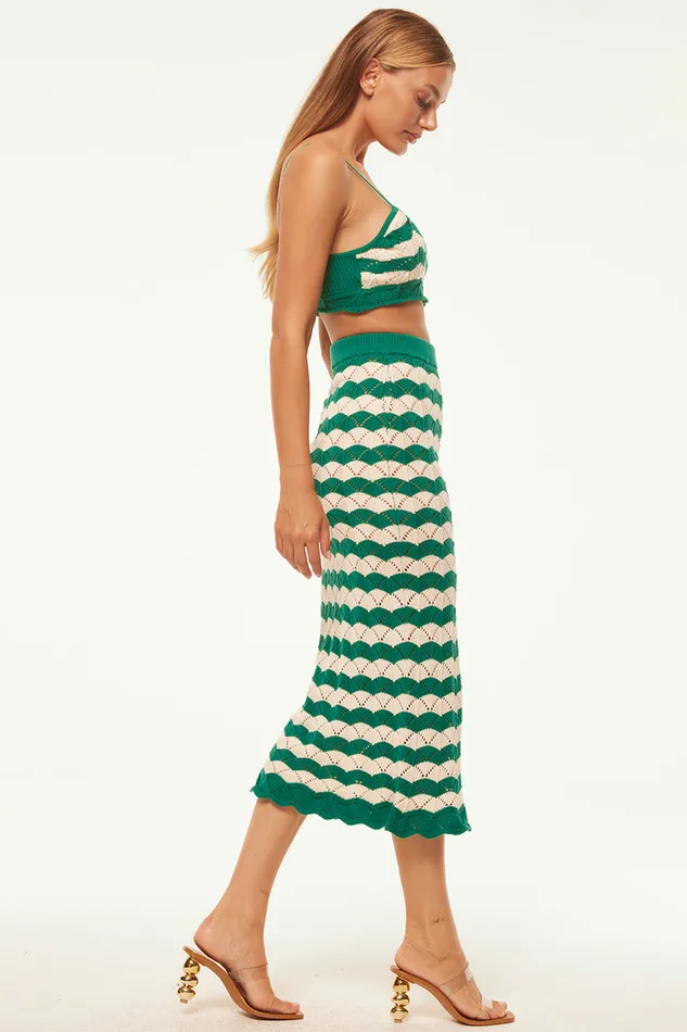 Misa Los Angeles Eida Bralette Emerald Stripe Women Knits