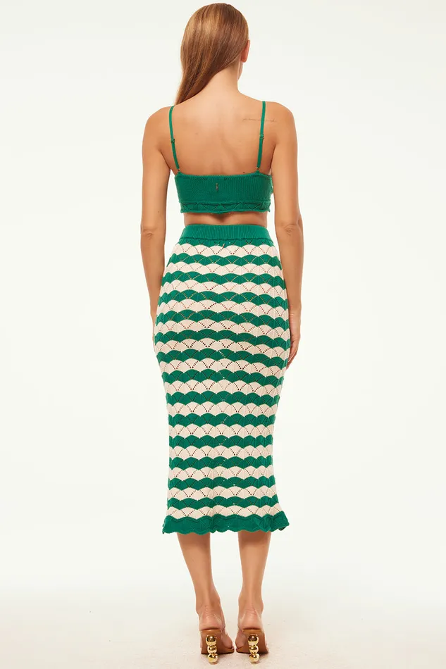 Misa Los Angeles Eida Bralette Emerald Stripe Women Knits