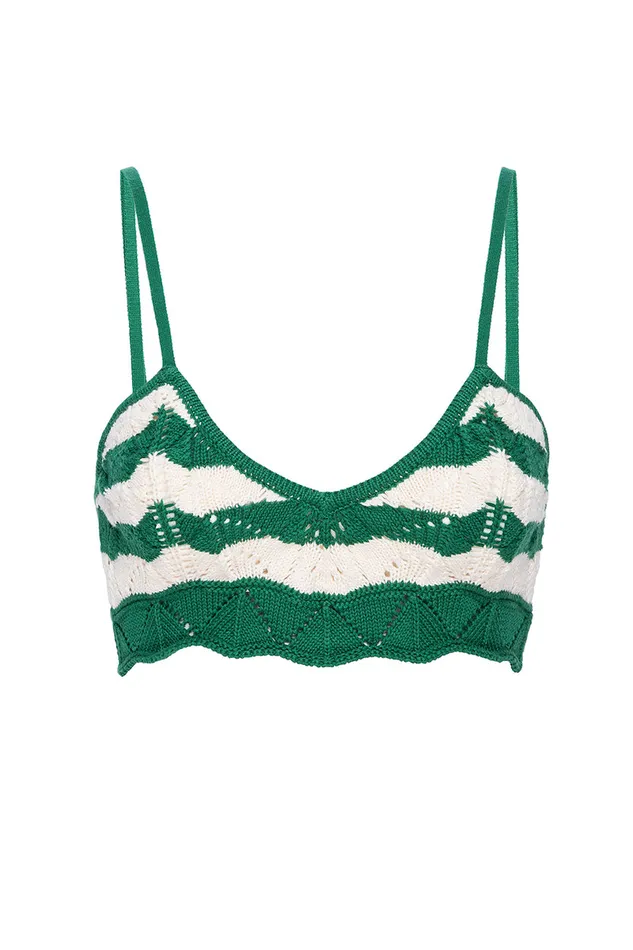 Misa Los Angeles Eida Bralette Emerald Stripe Women Knits