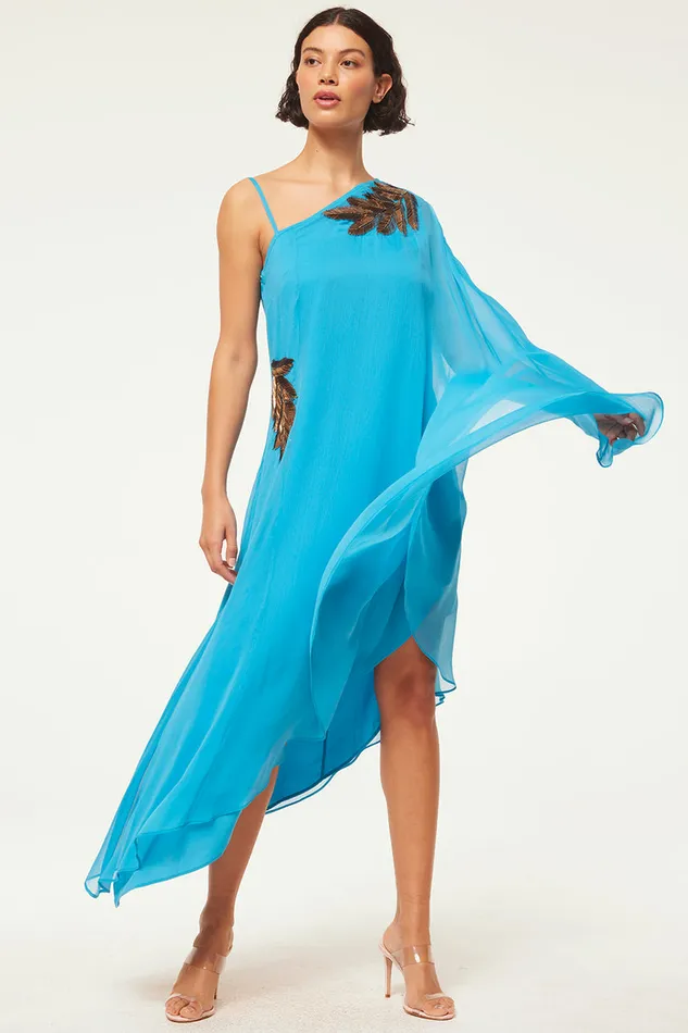 Misa Los Angeles Elaneh Dress Aqua Palm D039or Women Dresses