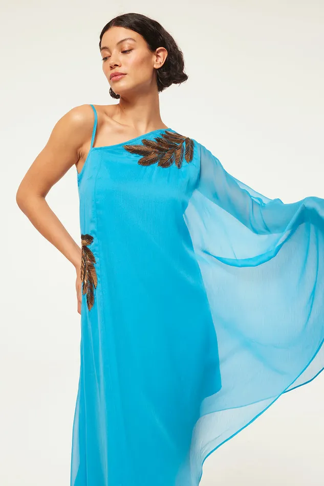 Misa Los Angeles Elaneh Dress Aqua Palm D039or Women Dresses