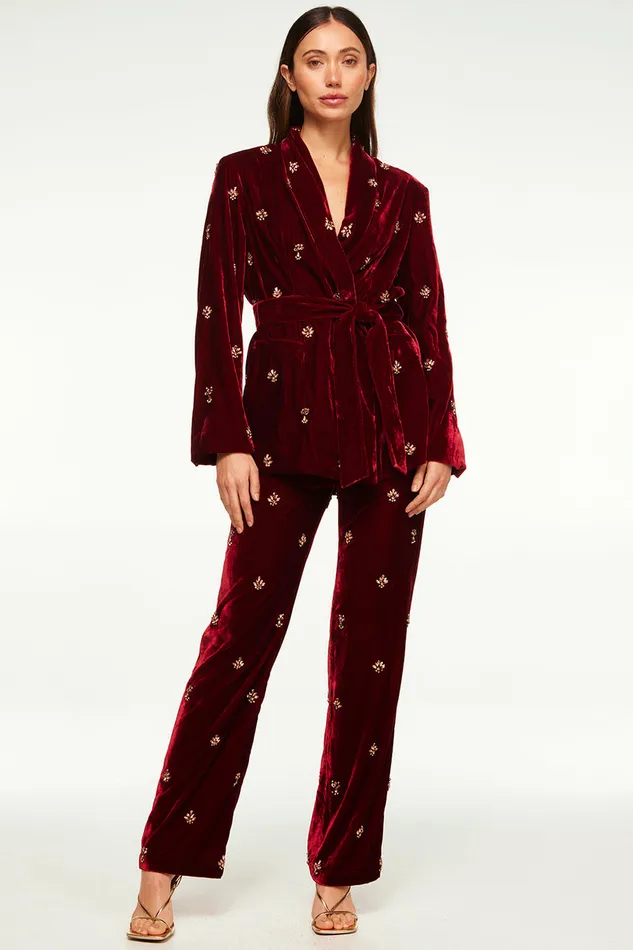 Misa Los Angeles Harlow Pant Garnet Velvet Women Pants