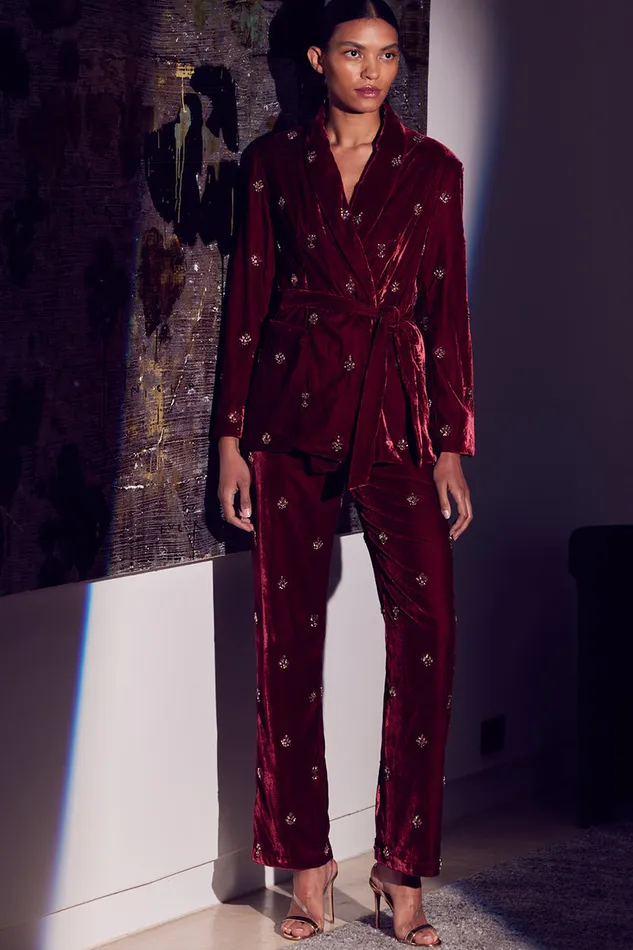 Misa Los Angeles Harlow Pant Garnet Velvet Women Pants