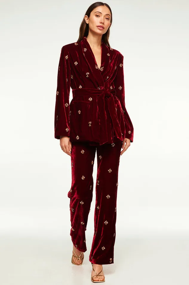 Misa Los Angeles Harlow Pant Garnet Velvet Women Pants