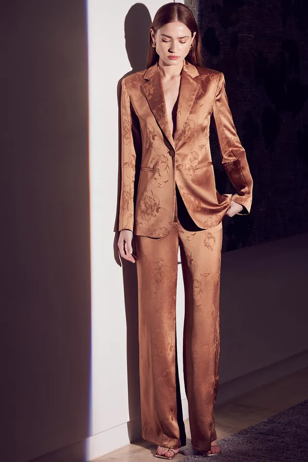 Misa Los Angeles Lauren Blazer Straw Jacquard Women Tops