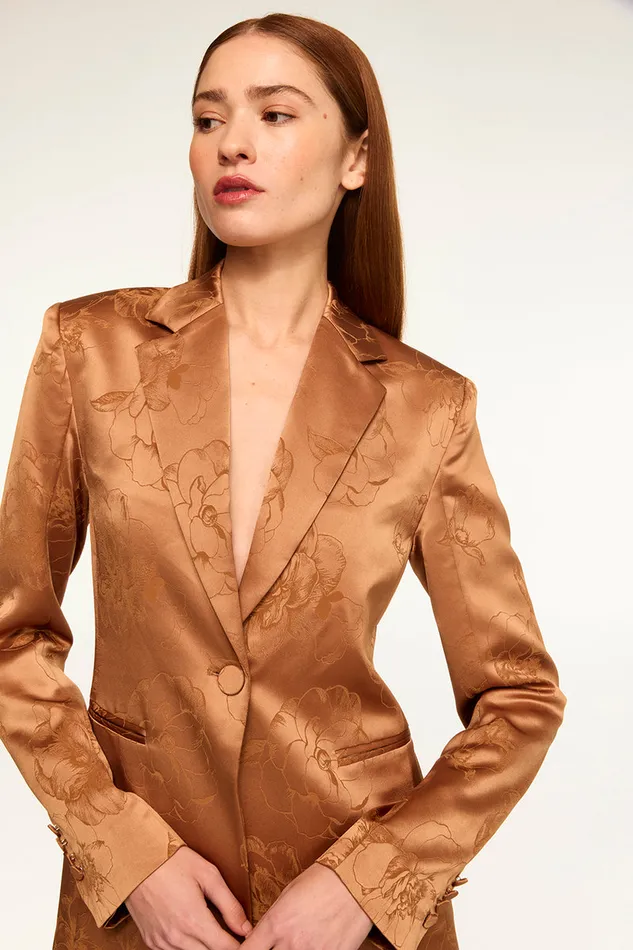 Misa Los Angeles Lauren Blazer Straw Jacquard Women Tops