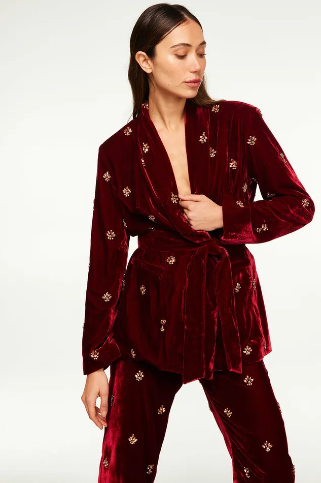 Misa Los Angeles Lena Blazer Garnet Velvet Women Tops