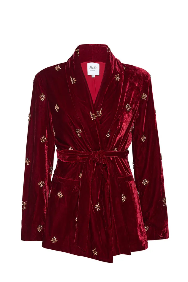 Misa Los Angeles Lena Blazer Garnet Velvet Women Tops