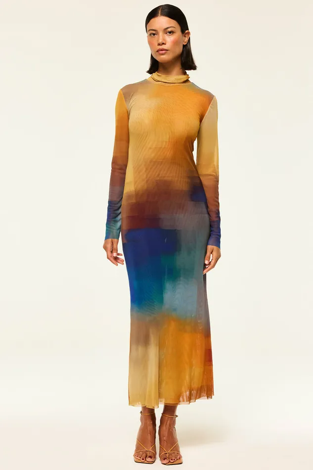 Misa Los Angeles Liv Dress Digital Ombre Women Jersey and Mesh