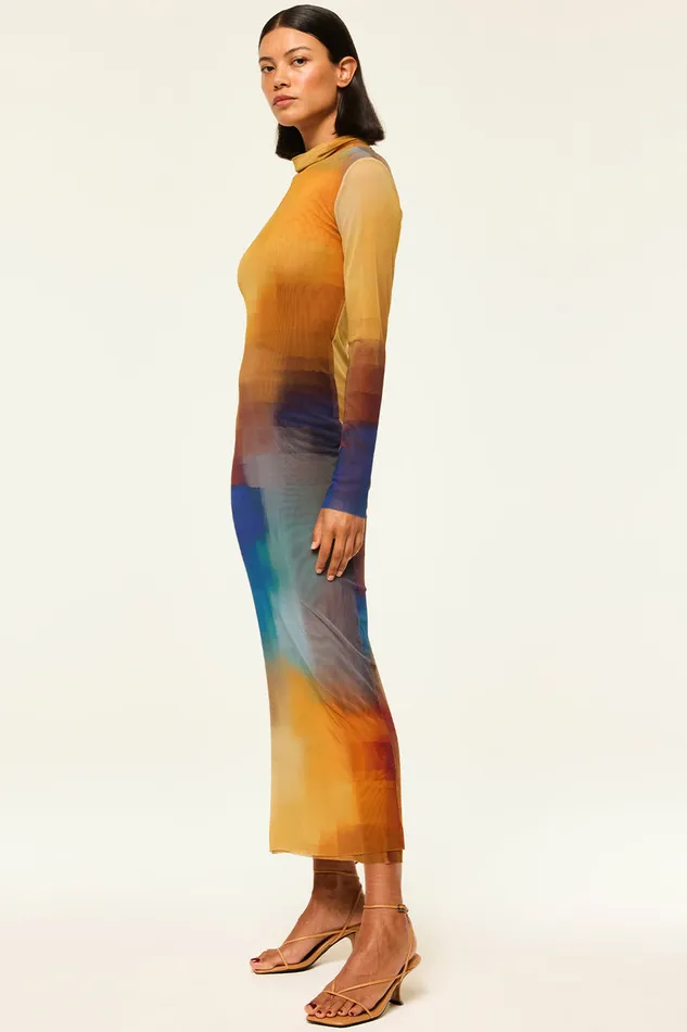 Misa Los Angeles Liv Dress Digital Ombre Women Jersey and Mesh