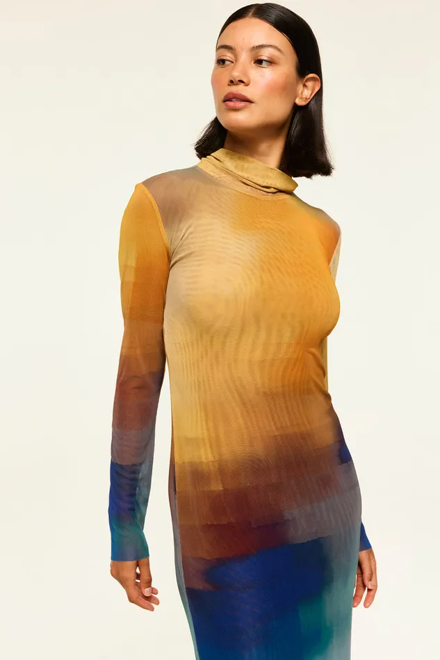 Misa Los Angeles Liv Dress Digital Ombre Women Jersey and Mesh