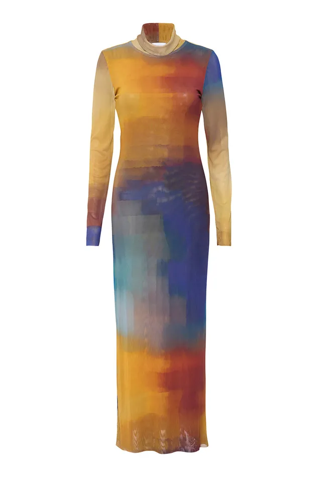 Misa Los Angeles Liv Dress Digital Ombre Women Jersey and Mesh