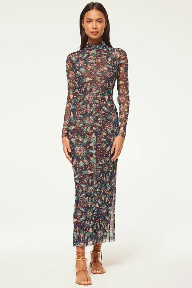 Misa Los Angeles Liv Dress Indigo Burst Women Jersey and Mesh